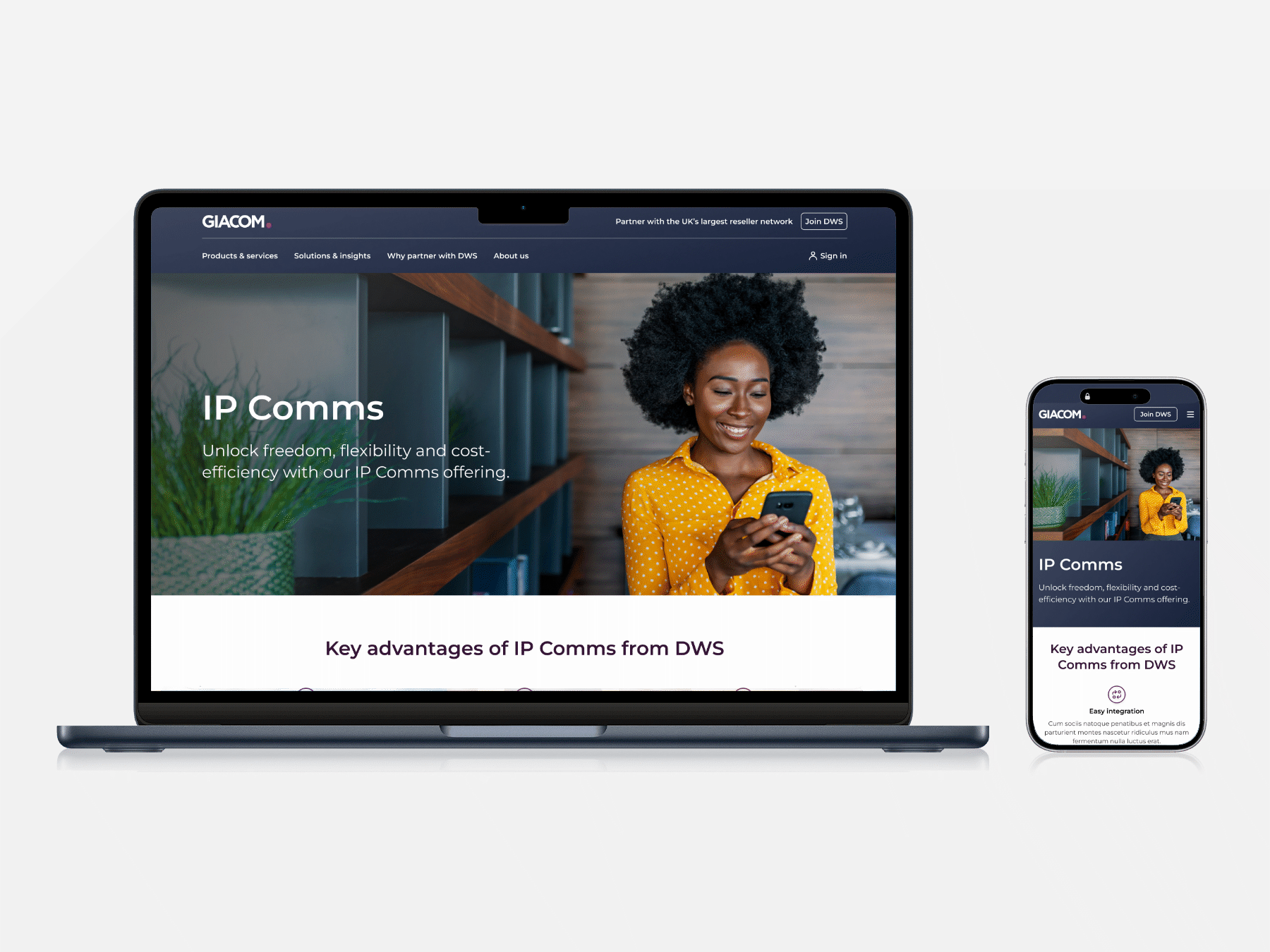 Giacom website redesign