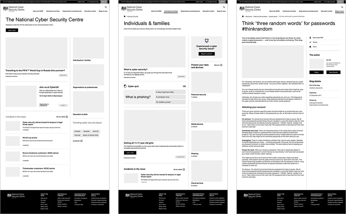GCHQ NCSC wireframes